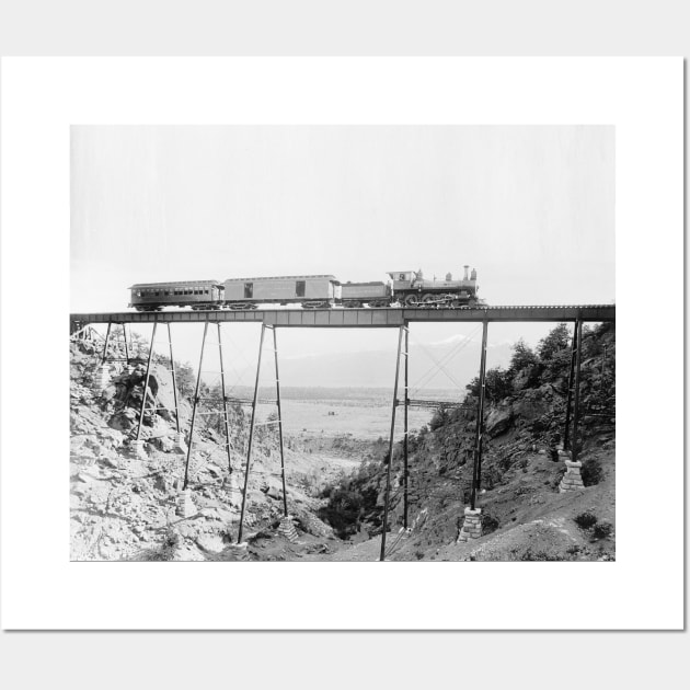 Train Crossing High Bridge, 1890. Vintage Photo Wall Art by historyphoto